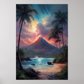 Canvas of Fire and Smoke, Volcano Poster