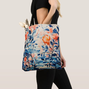 Canvas of Flowers in Full Bloom Watercolor Tote Bag