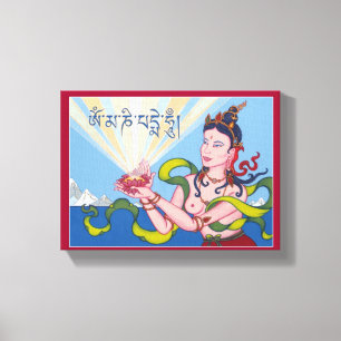 CANVAS - Offering Goddess with Tibetan Mantra Print