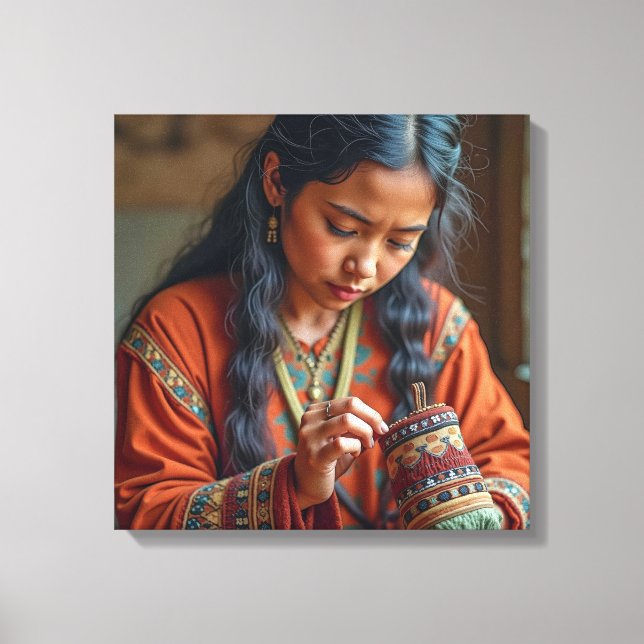 Canvas Print (Beading a Moccasin) (Front)