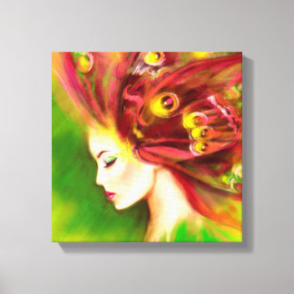 Canvas print Beautiful Spring woman butterfly