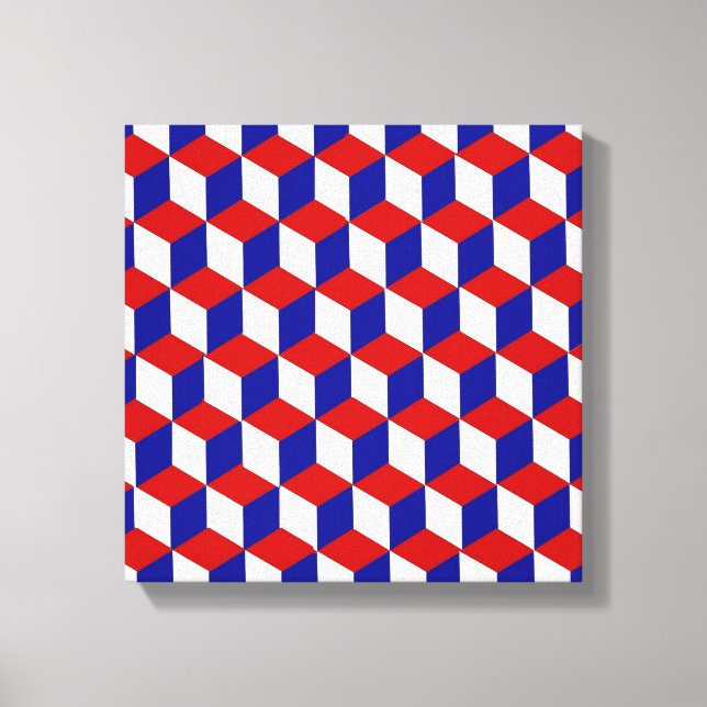 Canvas Print - Block illusion in red, white, blue (Front)