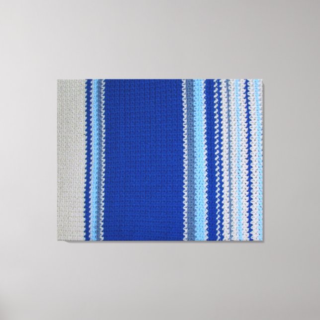 Canvas Print - Crochet Pattern Blue Stripes (Front)
