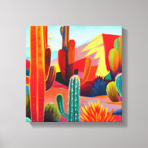 Canvas Print: desert cactus in warm colours