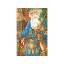 Canvas Print of Old time Santa in Blue