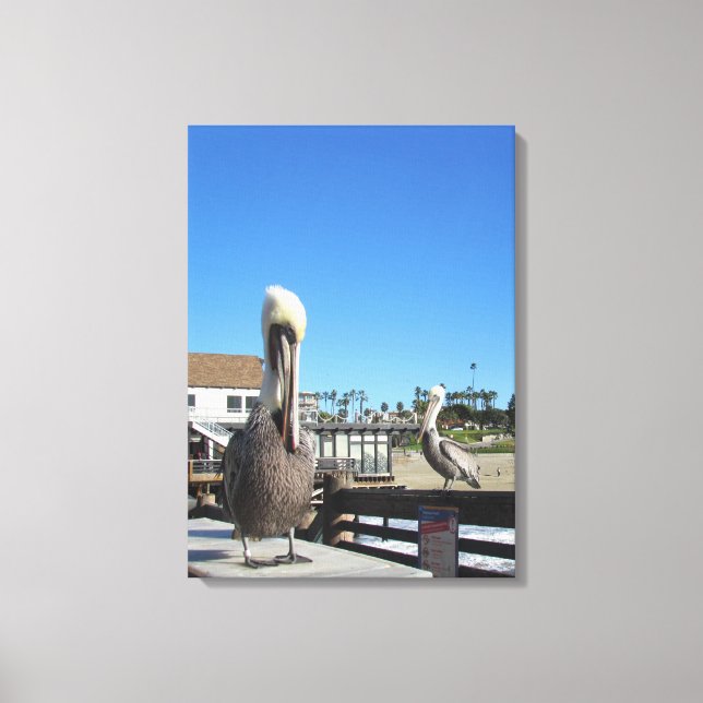 Canvas print - Pelicans on the pier (Front)