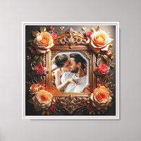 Canvas Print Photo Frame with Vintage Roses