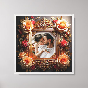 Canvas Print Photo Frame with Vintage Roses