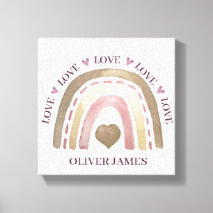 Canvas Print - Rainbow Hearts Gold Plum
