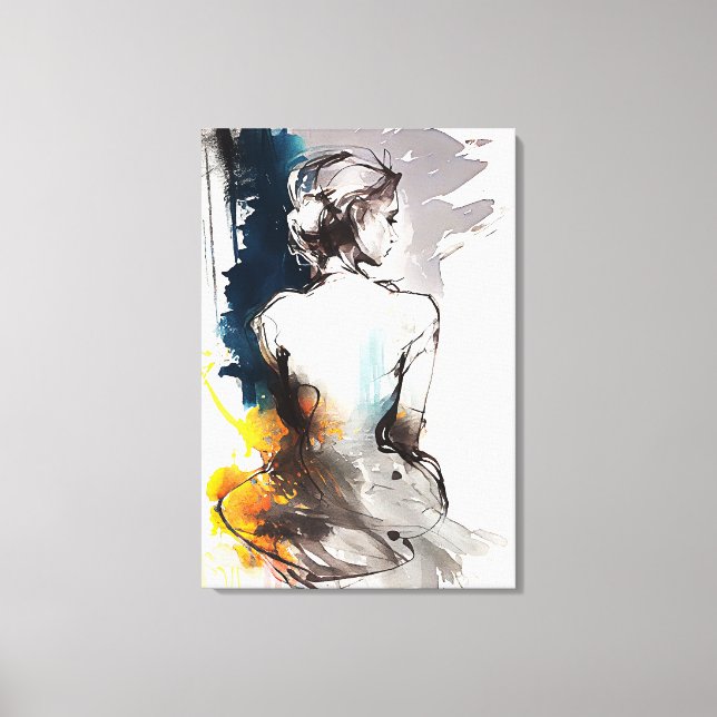 Canvas Print: Silhouette of a Woman Sitting (Front)