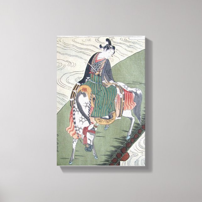 Canvas Samurai on Horse Japanese Woodblock Print (Front)