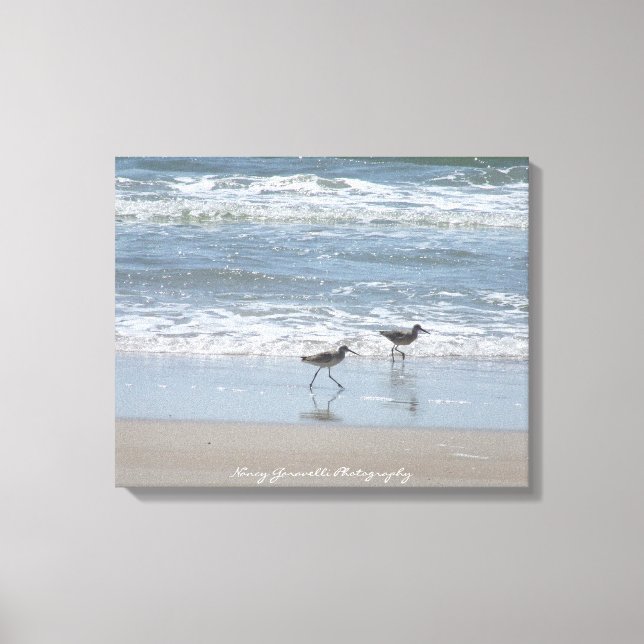 Canvas:Sandpipers on the Beach - Topsail Island NC Canvas Print (Front)