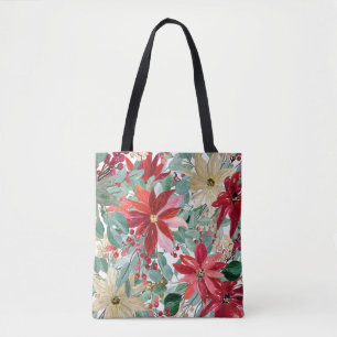Canvas Tote Bag for Women Aesthetic Flower Xmas