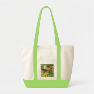 Canvas tote bag, large orange papillon butterfly bag