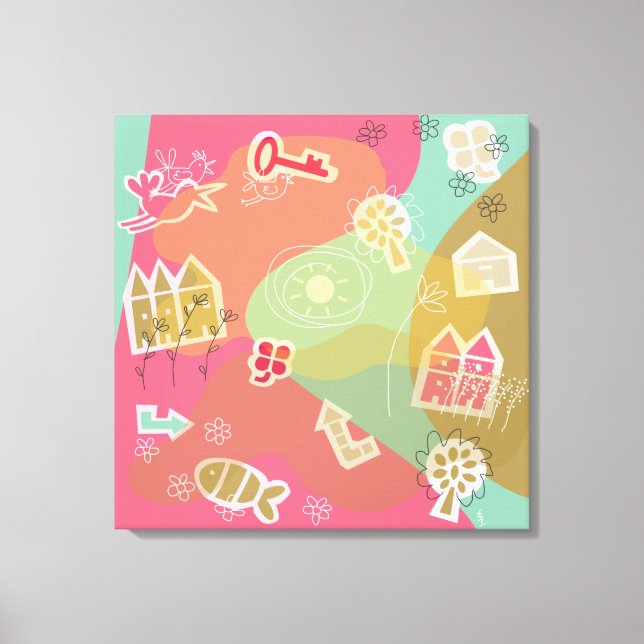 canvas town of pink print (Front)