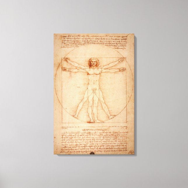 Canvas Vitruvian Man by Leonardo da Vinci Print (Front)