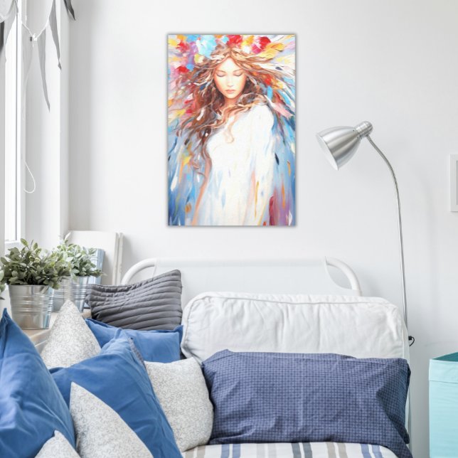 Canvas Wall Art Abstract Vibrant Angel  (Canvas Print Bright Abstract Angel Peaceful and Vibrant )