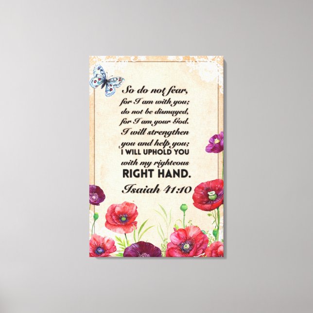 Canvas Wall Print 24x36, Isaiah 41:10 (Front)