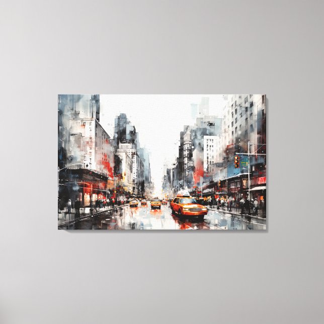Canvas with New York City, painted landscape. (Front)