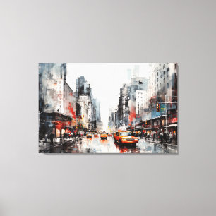 Canvas with New York City, painted landscape. Print