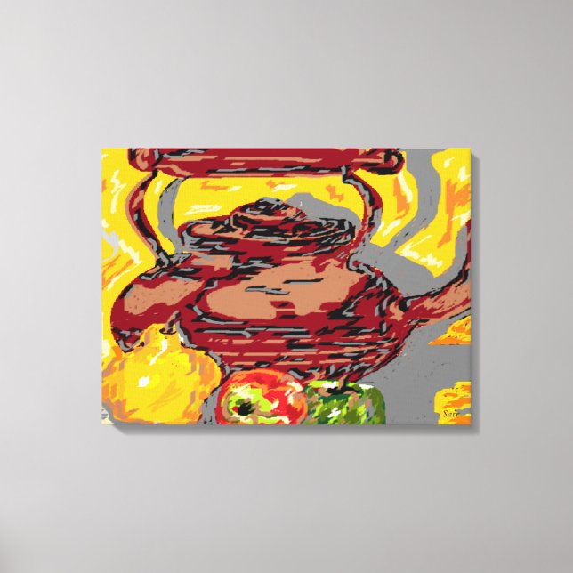 Canvas Wrap Still Life : Tea Kettle with Fruit (Front)