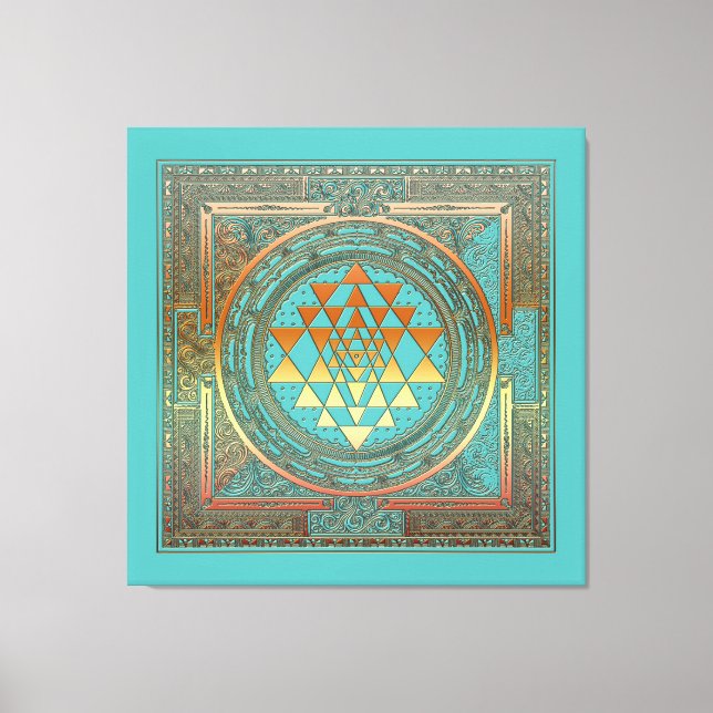 canvas yoga manala chakra gold symbol turquoise (Front)