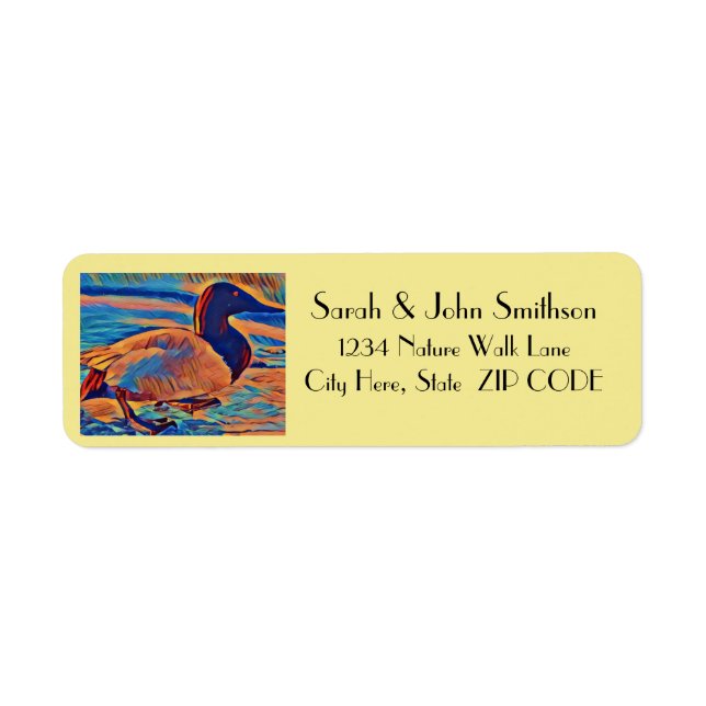 Canvasback Duck Artistic Return Address Labels (Front)