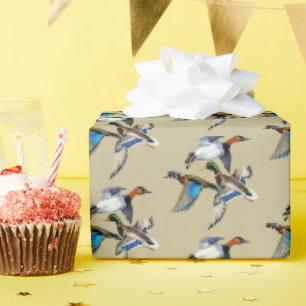 Canvasback, Mallard and Wood Ducks Flying Wrapping Paper