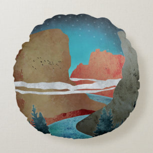 Canyon Birds Round Pillow
