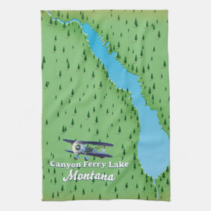 Canyon Ferry Lake Montana lake map Kitchen Towel