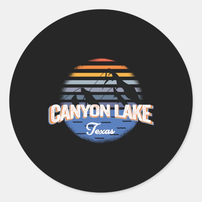Canyon Lake - Texas - Vintage Sunset Classic Round Sticker (Front)