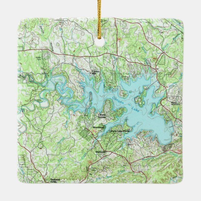 Canyon Lake TX Topo Map Ceramic Ornament (Back)