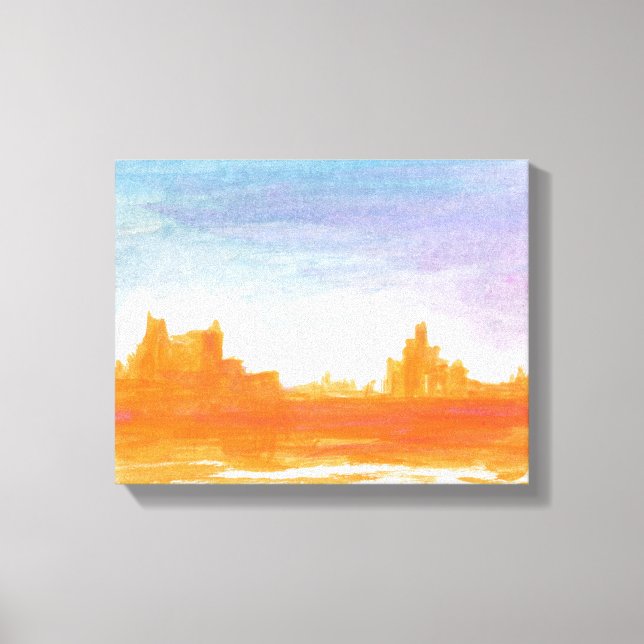Canyon Landscape Orange blue Abstract painting art Canvas Print (Front)