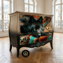 Canyon Night Black Wolf Portrait