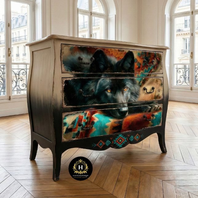 Canyon Night Black Wolf Portrait Tissue Paper (Creator Uploaded)