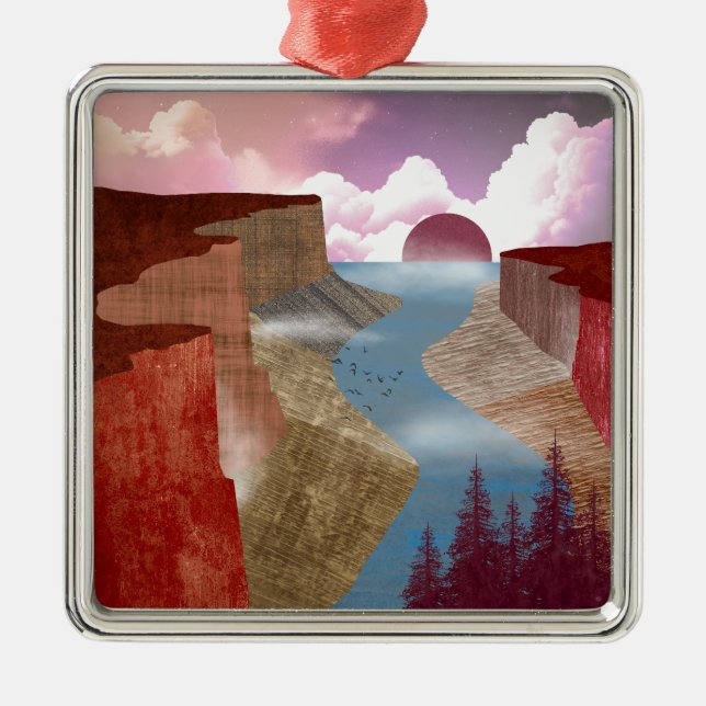 Canyon Ocean Landscape Metal Ornament (Front)