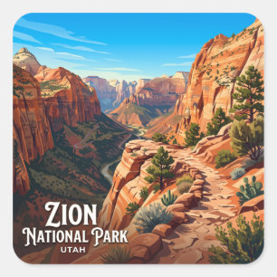 Canyon Overlook Trail Springdale Utah Square Sticker