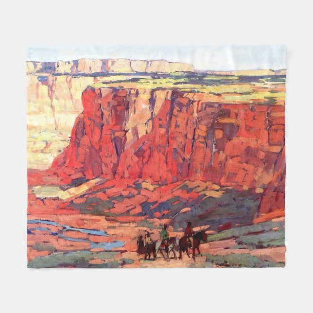 “Canyon Riders” Western art by Edgar Payne Fleece Blanket (Front (Horizontal))