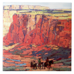 “Canyon Riders” Western art by Edgar Payne Tile