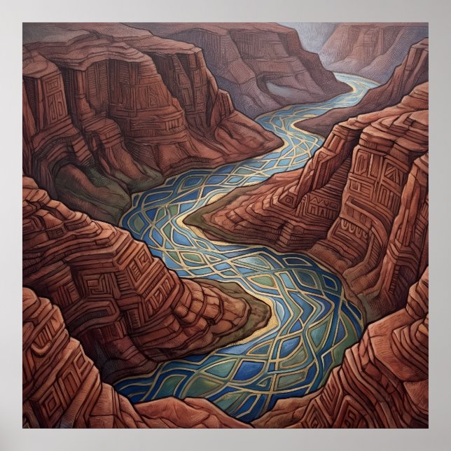 Canyon River Energy Path Spiritual Wall Art Poster (Front)