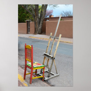 Canyon Road Artist Chair, Santa Fe Poster