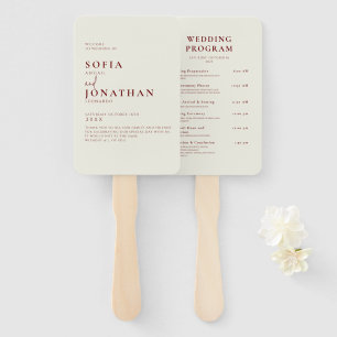 Canyon Rose Minimalist Wedding Programs Hand Fan
