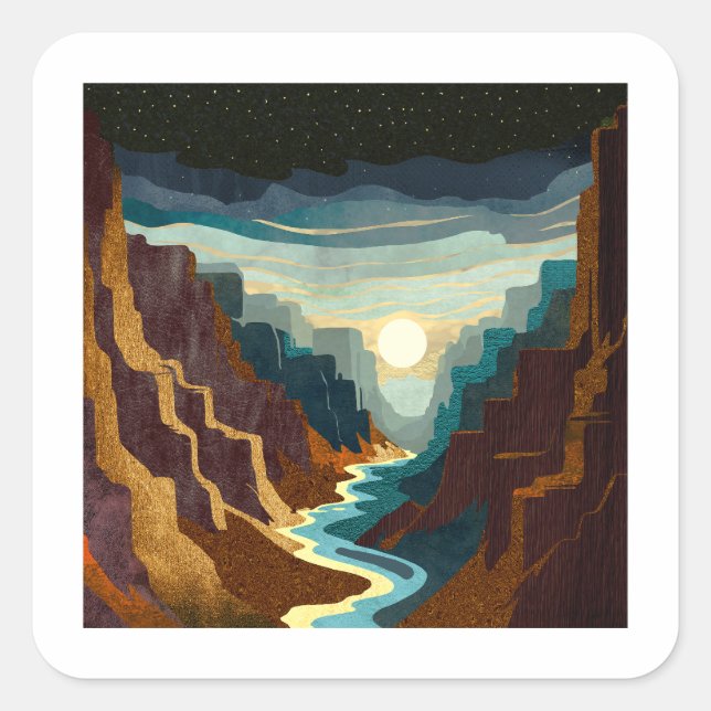 Canyon Sunset Landscape Square Sticker (Front)