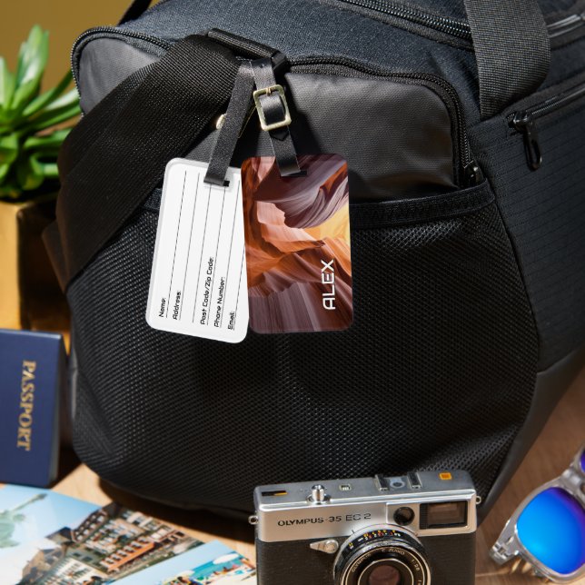 Canyon Wave Sandstone Pattern Earthy Tones Luggage Tag (Front & Back)