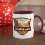 Canyonlands National Park Illustration Retro Mug<br><div class="desc">Canyonlands vector art design. The park is known for its dramatic desert landscape carved by the Colorado River. Island in the Sky is a huge,  flat-topped mesa with panoramic overlooks.</div>