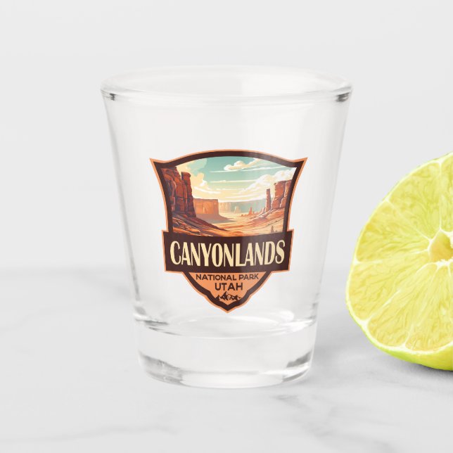 Canyonlands National Park Illustration Retro Shot Glass (Front)