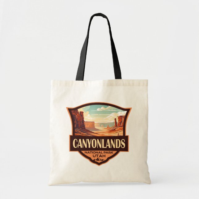 Canyonlands National Park Illustration Retro Tote Bag (Front)