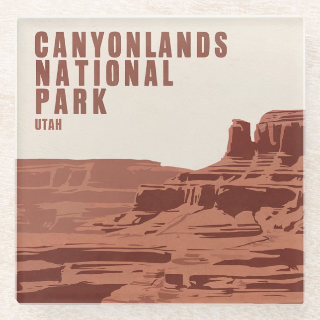 Canyonlands National Park Utah Minimal Landscape Glass Coaster (Front)
