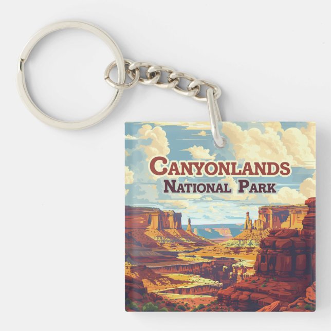 Canyonlands National Park Utah Moab Retro Keychain (Front)