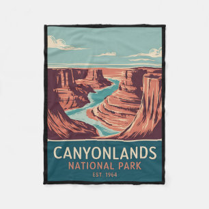 Canyonlands National Park Vintage Camping Hiking M Fleece Blanket